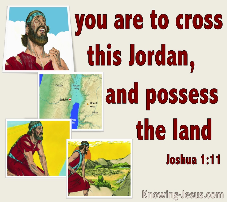 Joshua 1:11 Cross Jordan And Possess The Land (red)